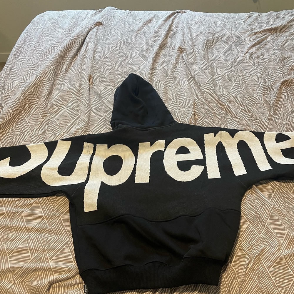 Supreme Black Hoodie with White Tag Logo